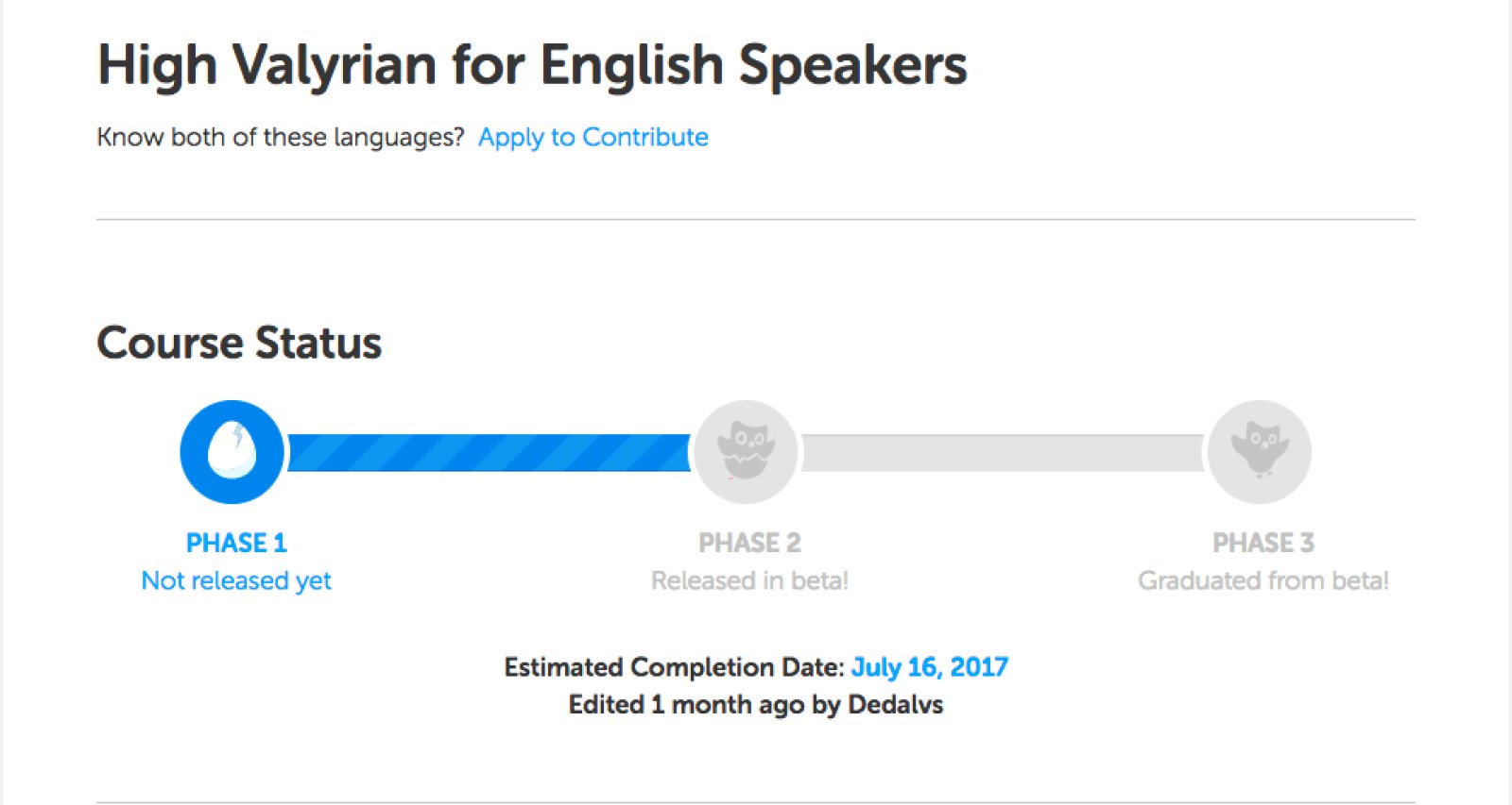 Duolingo Haut Valyrien