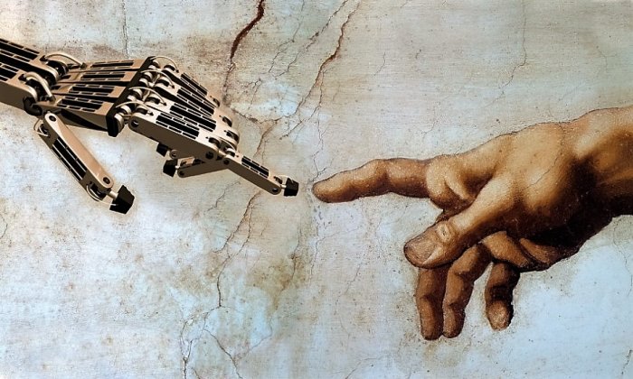 main de dieu et main de robot