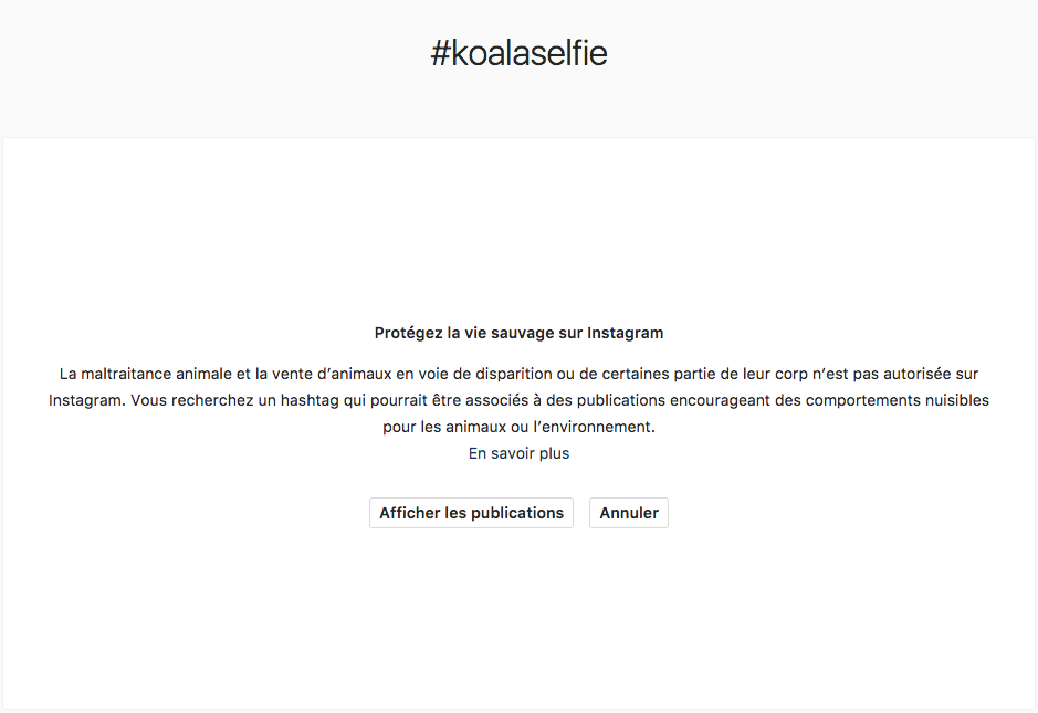 message d'alerte Instagram