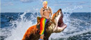 Vladimir Poutine sur un requin