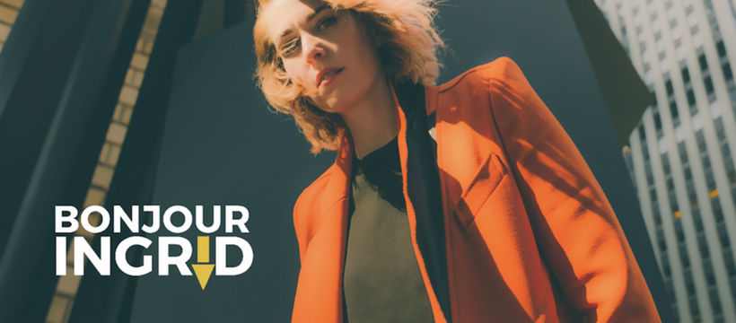 bonjour ingrid logo bonjour ingrid femme blonde veste orange