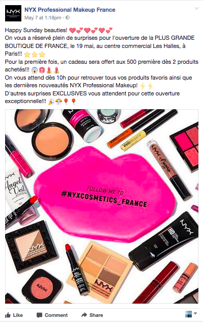 publication facebook nyx