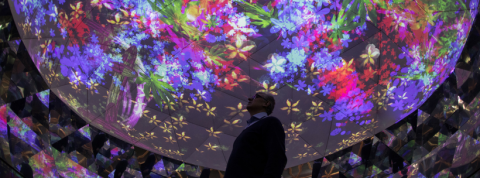 art numerique rapport reel un homme regarde de l'art numérique