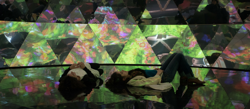 deux femmes face à l'art numérique