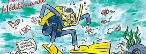 Carte-Postale-Charlie-Hebdo-Plongeur Carte postale Charlie Hebdo plongeur