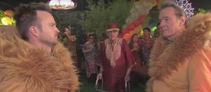 bryan cranston et aaron paul en costume de lion