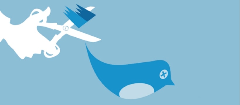 twitter censure Illustration de l'oiseau de Twitter à qui l'on coupe les ailes