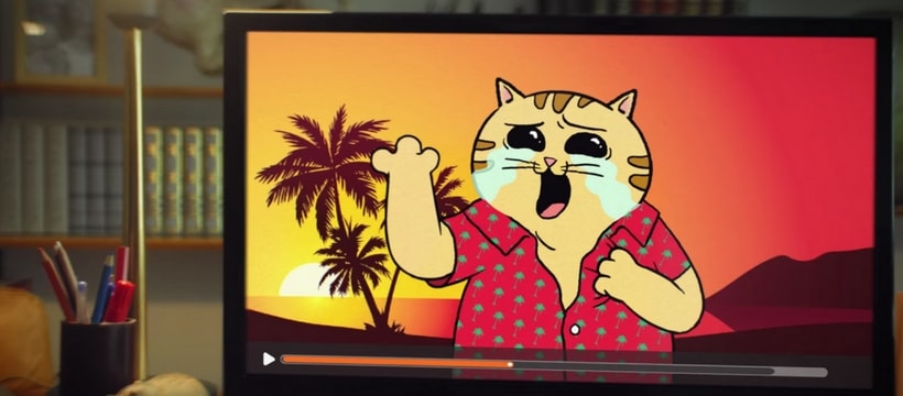 McDonalds chat qui pleure a la television