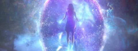 Pub Loterie femme flottant dans une bulle geante