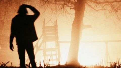 homme devant une foret en feu