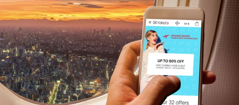 SkyDeals shooping a bord dun avion
