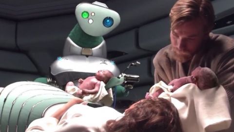 Obi Wan et Padme durant son accouchement