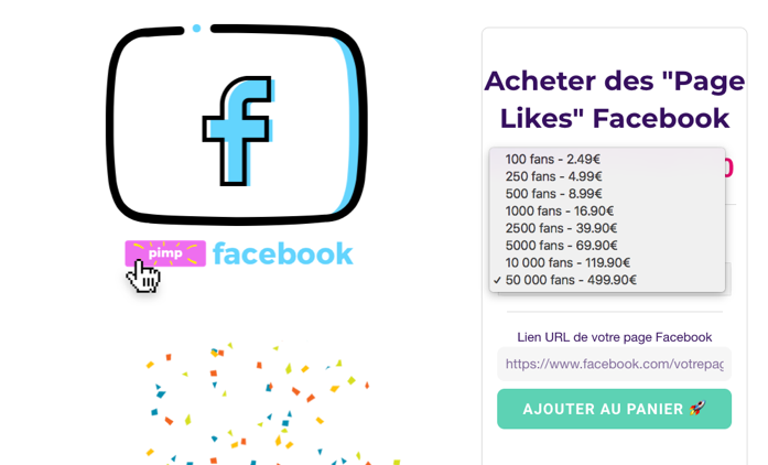 Une agence proposant d'acheter de faux fans Facebook