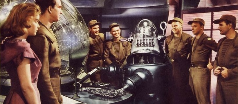 robot une affiche rétro pour un film de science fiction