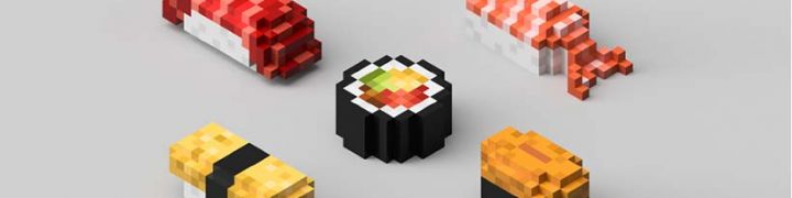 sushis pixélisés imprimés en 3D