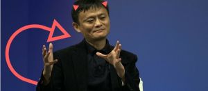 Jack Ma, patron d'Alibaba, avec des cornes et une queue de diable
