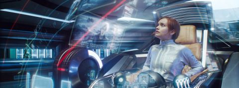 ReadyPlayerOne Samantha, de Ready Player One, en train de s'installer dans la chaise de Nolan Sorrento