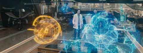 avengers Tony Stark présente son intelligence artificielle à Bruce Banners dans le film Avengers