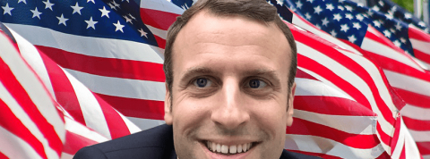 macron-usa Emmanuel Macron devant le drapeau américain