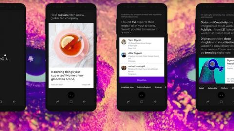 Des captures d'écran de l'application Marcel, l'intelligence artificielle de Publicis