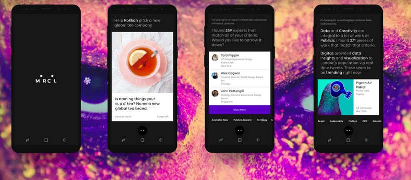 Marcel Des captures d'écran de l'application Marcel, l'intelligence artificielle de Publicis
