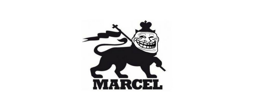 MarcelTroll Le logo de l'agence Marcel avec une tête de troll