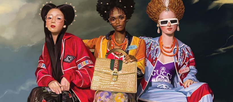 gucci Trois femmes posant pour Gucci