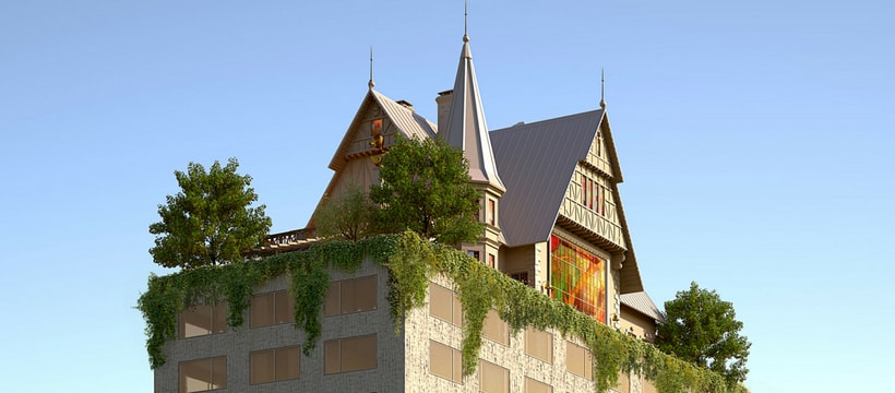 hotel-metz une maison sur le toit d'un hôtel