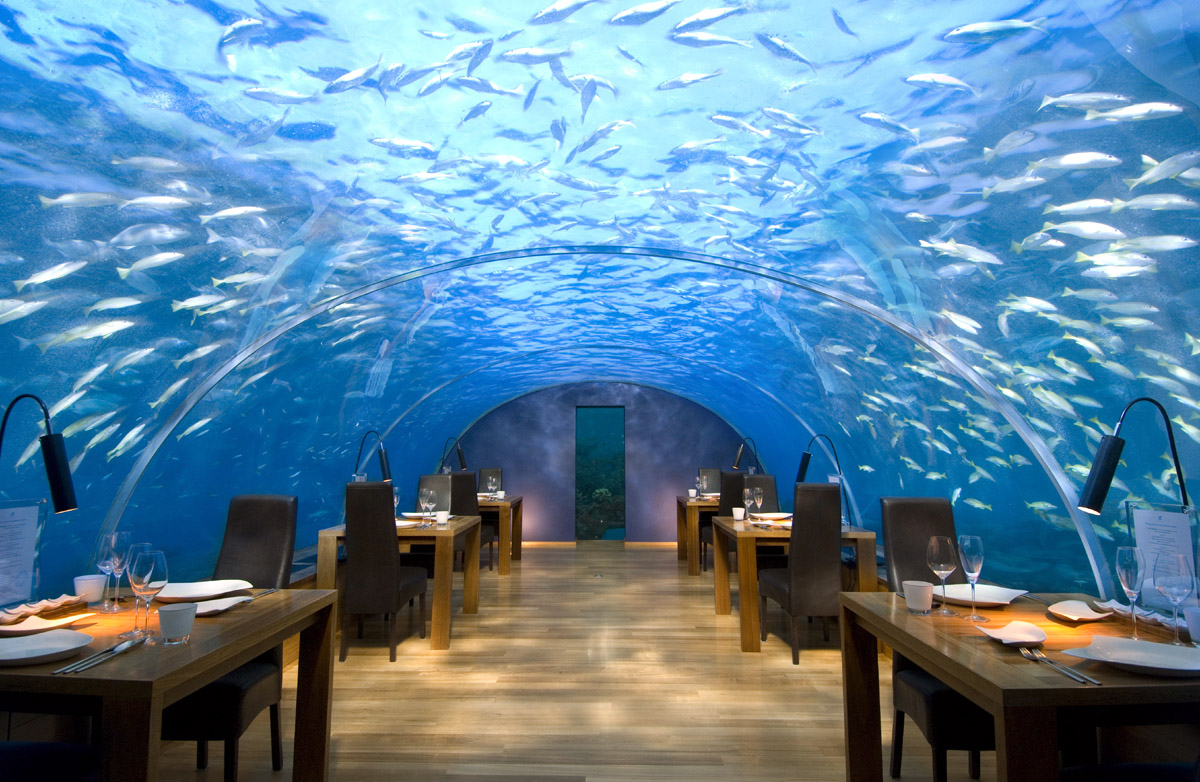 Le restaurant Ithaa aux Maldives