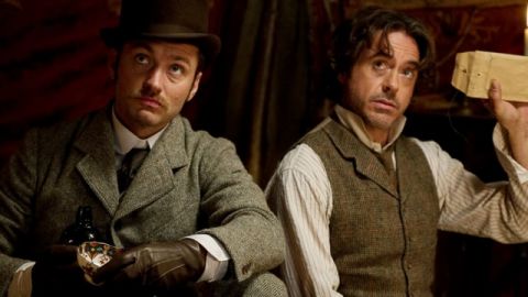 Jude Law et Robert Downey Junior dans le film Sherlock Holmes