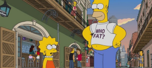 Homer Simpson et sa fille Lisa dans la rue.