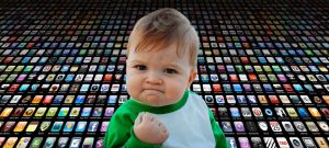 le meme "Yes Baby" devant un mur d'applications