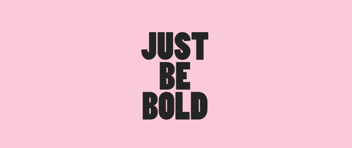BOLD, les avocats des start-up en France Just Be Bold, le logo du cabinet d'avocats BOLD, sur un fond rose