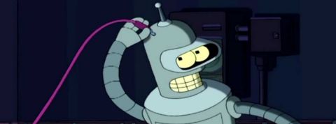 Les pires bots sont parmi nous Bender le robot se branche un cable dans la tête