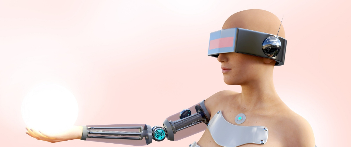 Les robots sexuels vont donner leur consentement Une femme robot tient une boule de lumière dans la main