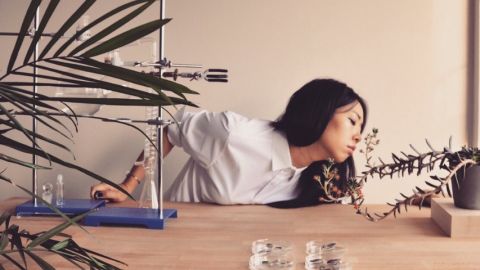 ani liu embrasse une plante