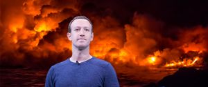 zuckerberg devant une éruption volcanique