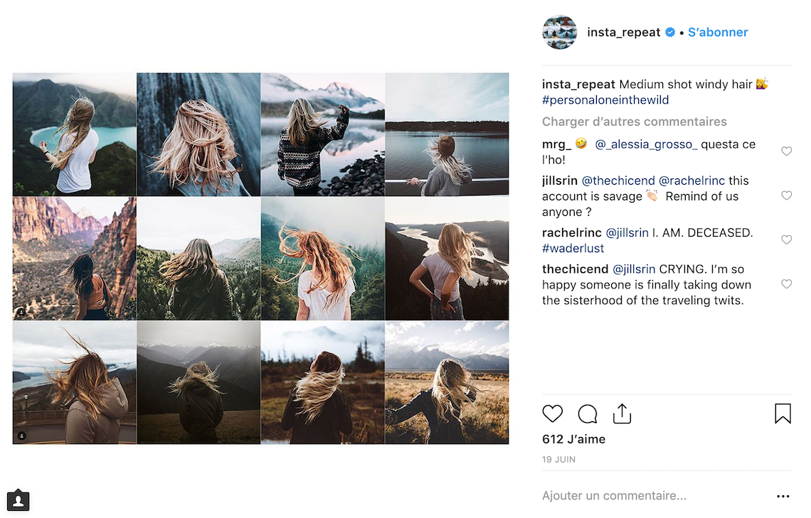 publication instagram avec des femmes de dos