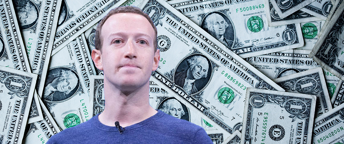 mark zuckerberg facebook data Mark Zuckerberg devant des liasses de billets verts