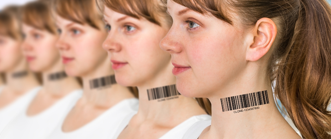 Ces entreprises dont les idées viennent d'ailleurs une rangée de jeunes femmes avec des codes barres imprimés dans le coup