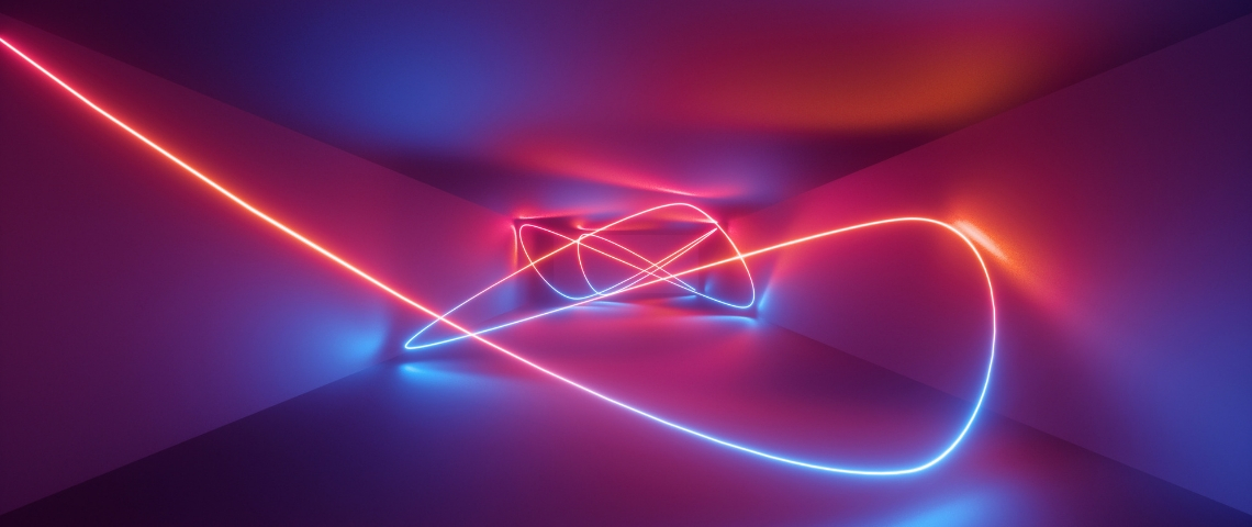 Quel futur nous réserve la blockchain un fil de couleur dans un couloir sombre