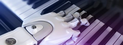 Les IA sont-elles les prochaines stars de la musique ? une main robotique sur des touches de piano