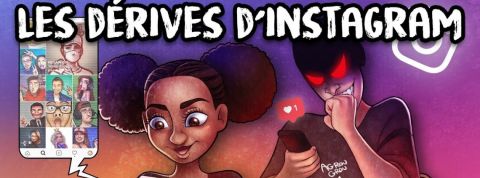 les youtubeurs se mettent à l'investigation un dessing d'une jeune fille noire qui regarde instagram et un personnage inquiétant en arrière plan qui la regarde