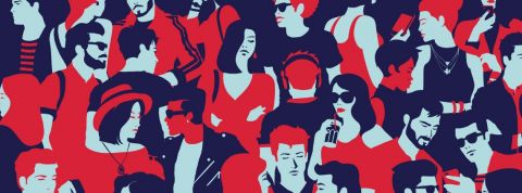 Informer ou engager, faut-il choisir ? dessin d'une foule de gens en rouge et bleu