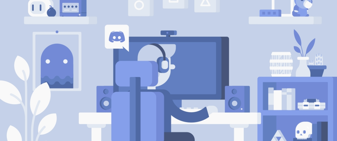 Un bureau d'un gamer violet