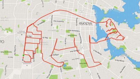 un raton laveur dessiné via GPS