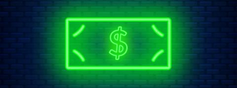 Alphabet est l'entreprise la moins émettrice de carbone Un néon qui représente un billet avec le signe dollar