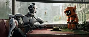 Love Death & Robot sur Netflix, deux robots discutent dans un monde post-apocalyptique