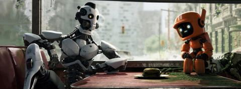 Love Death & Robot sur Netflix, deux robots discutent dans un monde post-apocalyptique