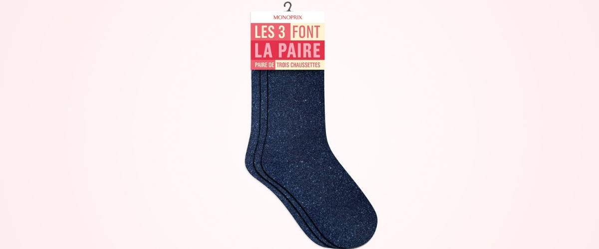Monoprix résout le problème de la chaussette manquante Pack de 3 chaussettes Monoprix